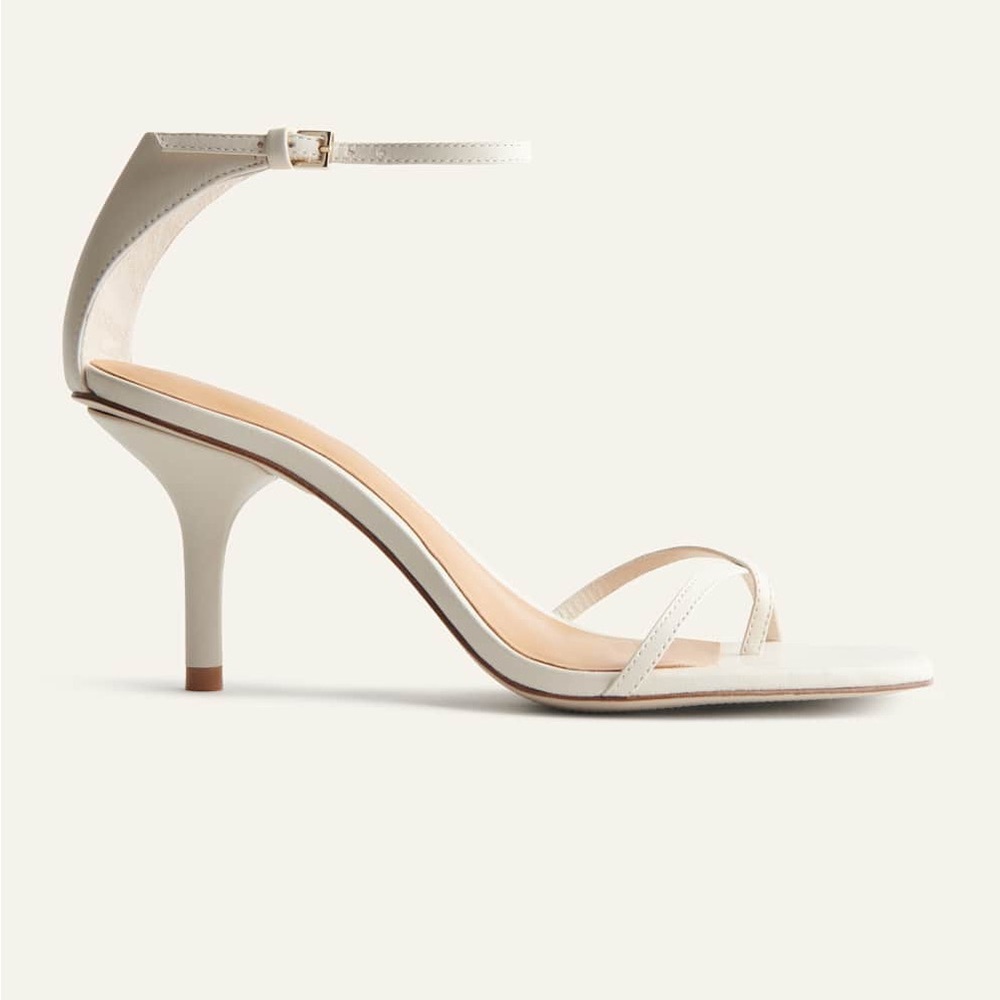 Reformation Gigi Strappy Mid Heel Sandal Silver